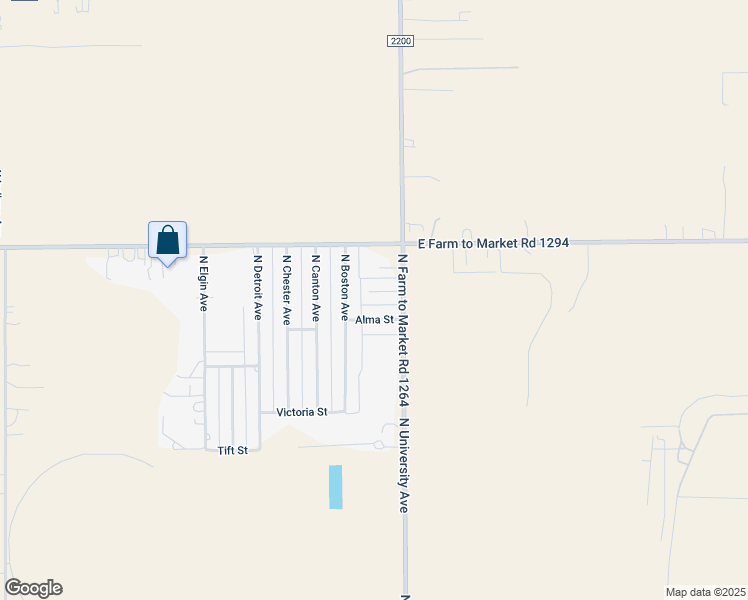 map of restaurants, bars, coffee shops, grocery stores, and more near 2502-2512 Alma Street in Lubbock
