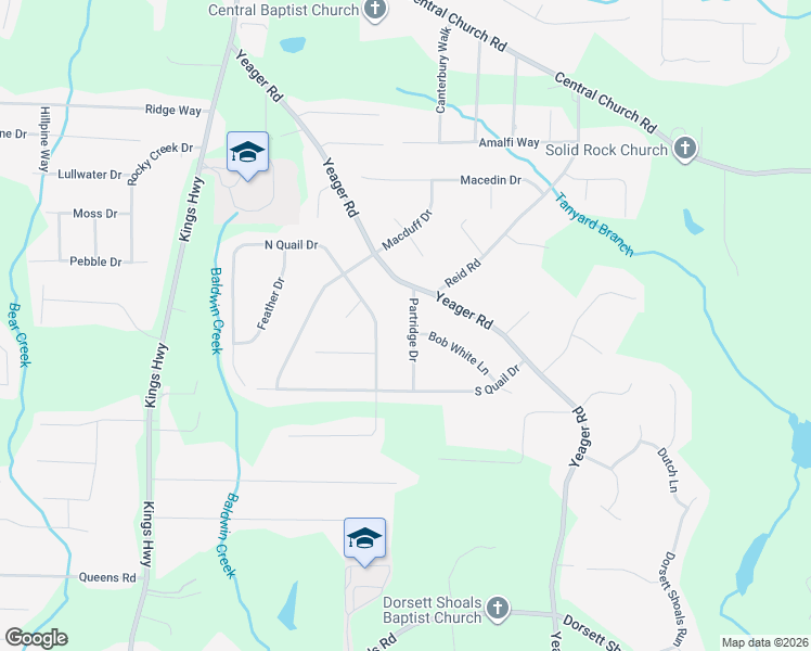 map of restaurants, bars, coffee shops, grocery stores, and more near 4131 Partridge Drive in Douglasville