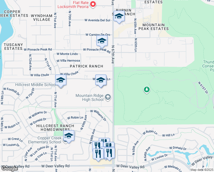 map of restaurants, bars, coffee shops, grocery stores, and more near 22800 North 67th Avenue in Glendale