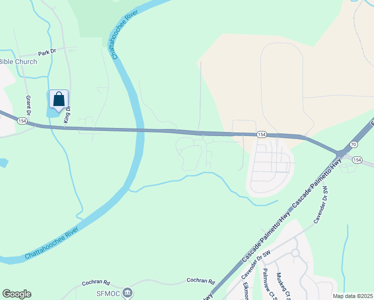 map of restaurants, bars, coffee shops, grocery stores, and more near 7350 Campbellton Road Southwest in Atlanta