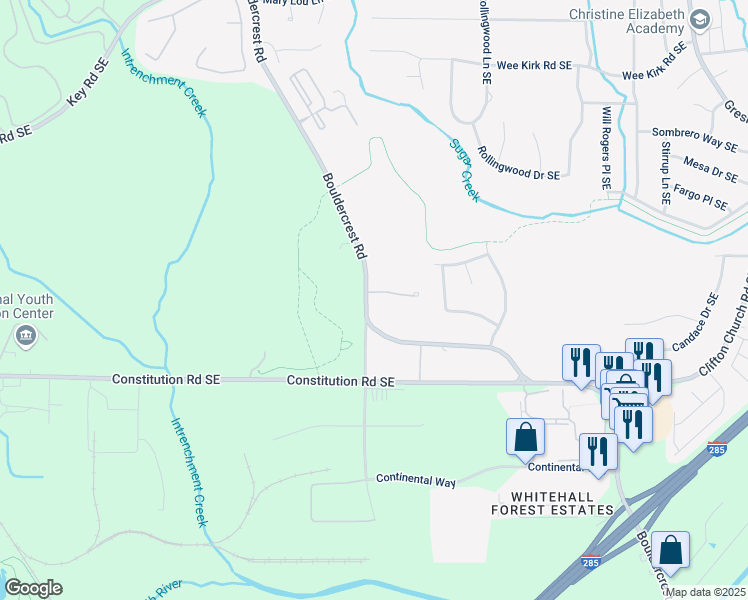 map of restaurants, bars, coffee shops, grocery stores, and more near 1679 Eastside Parc Street in Atlanta