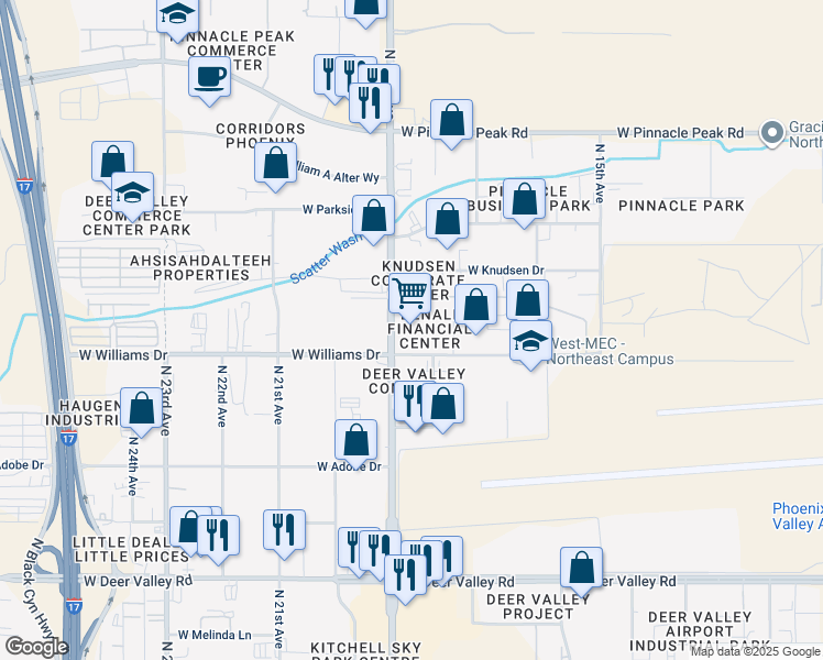 map of restaurants, bars, coffee shops, grocery stores, and more near 22601 North 19th Avenue in Phoenix