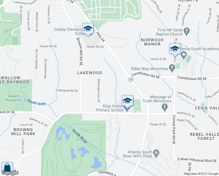 map of restaurants, bars, coffee shops, grocery stores, and more near 2280 Carey Drive Southeast in Atlanta