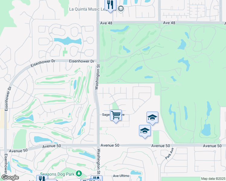map of restaurants, bars, coffee shops, grocery stores, and more near 78685 Vía Corrido in La Quinta