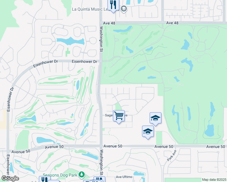 map of restaurants, bars, coffee shops, grocery stores, and more near 78560 Vía Bolero in La Quinta