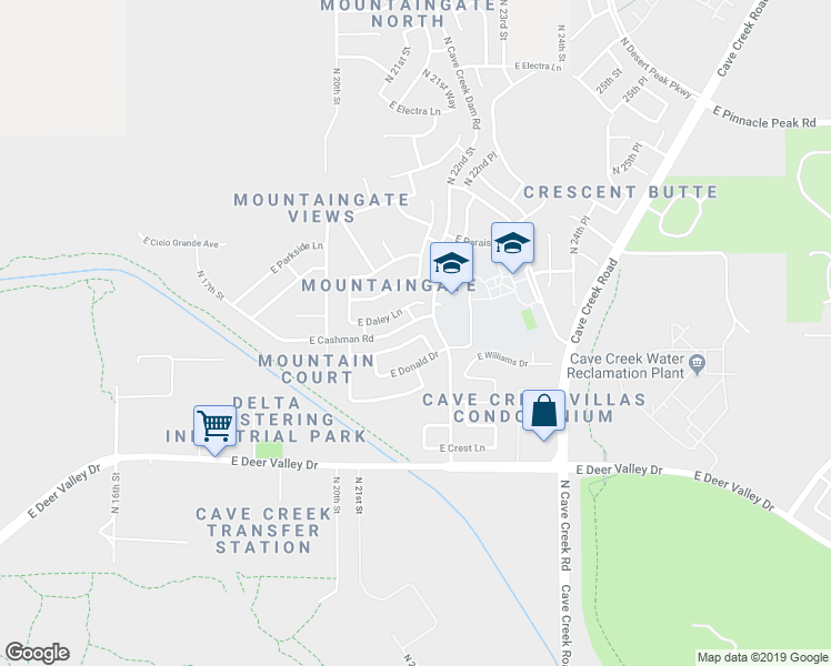 map of restaurants, bars, coffee shops, grocery stores, and more near 2154 East Williams Drive in Phoenix
