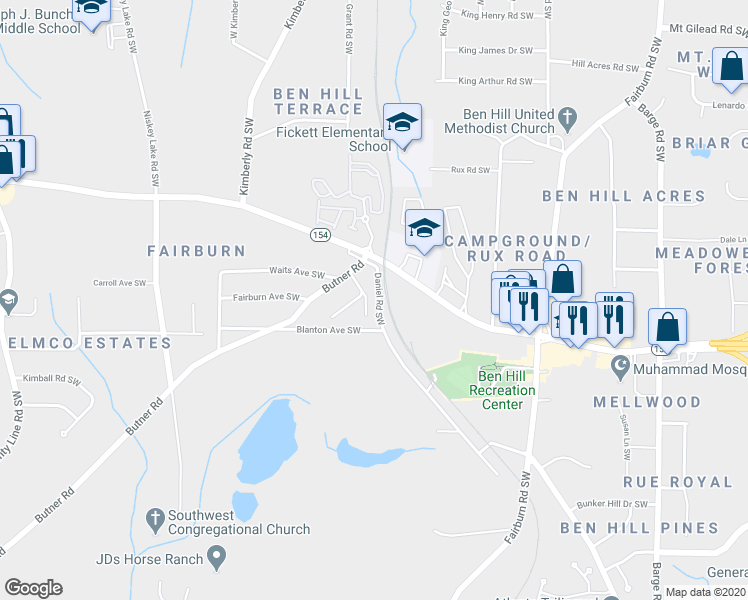 map of restaurants, bars, coffee shops, grocery stores, and more near 2287 Roswell Street Southwest in Atlanta