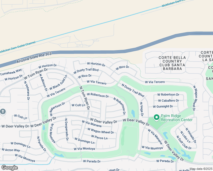 map of restaurants, bars, coffee shops, grocery stores, and more near 14109 West Vía Tercero in Sun City West