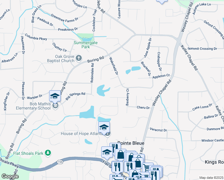 map of restaurants, bars, coffee shops, grocery stores, and more near 3803 Butternut Drive in Decatur