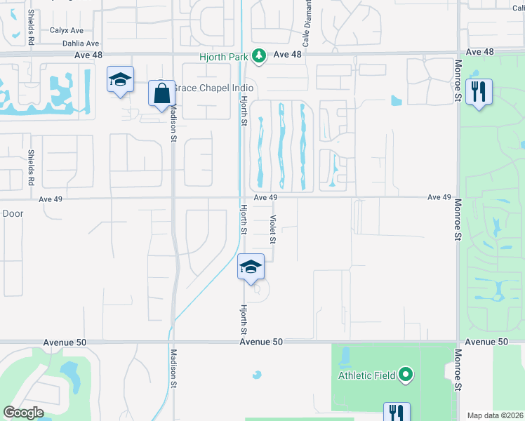 map of restaurants, bars, coffee shops, grocery stores, and more near 81291 Begonia Court in Indio