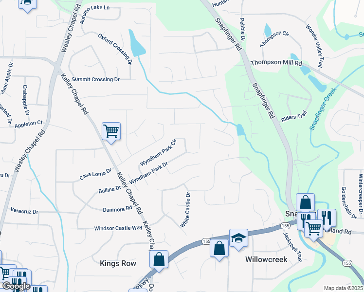 map of restaurants, bars, coffee shops, grocery stores, and more near 4327 Wyndham Park Circle in Decatur