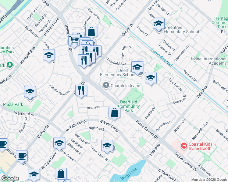 map of restaurants, bars, coffee shops, grocery stores, and more near 48 Golden Star in Irvine