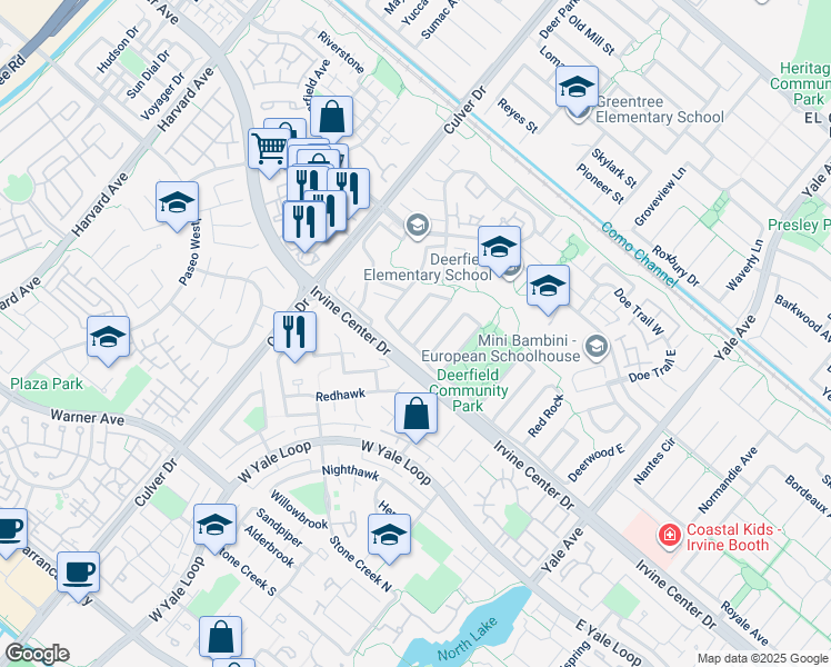 map of restaurants, bars, coffee shops, grocery stores, and more near 48 Golden Star in Irvine