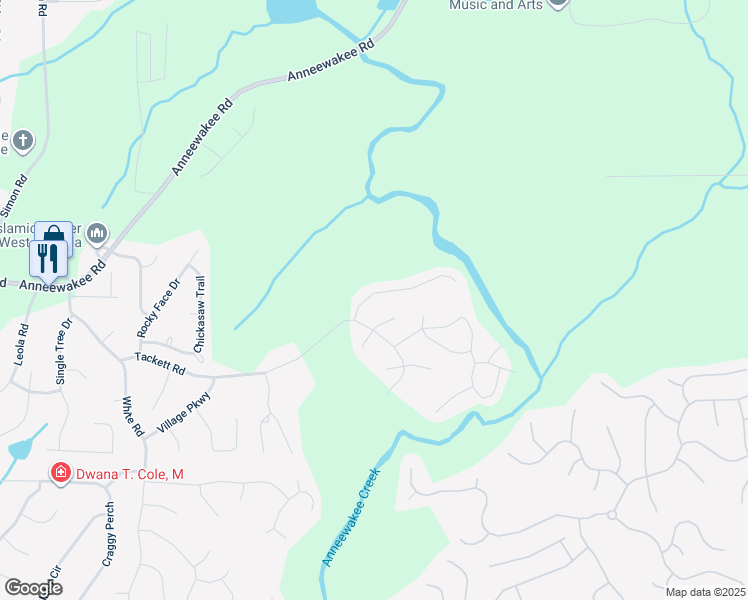 map of restaurants, bars, coffee shops, grocery stores, and more near 4270 North Braves Circle in Douglasville