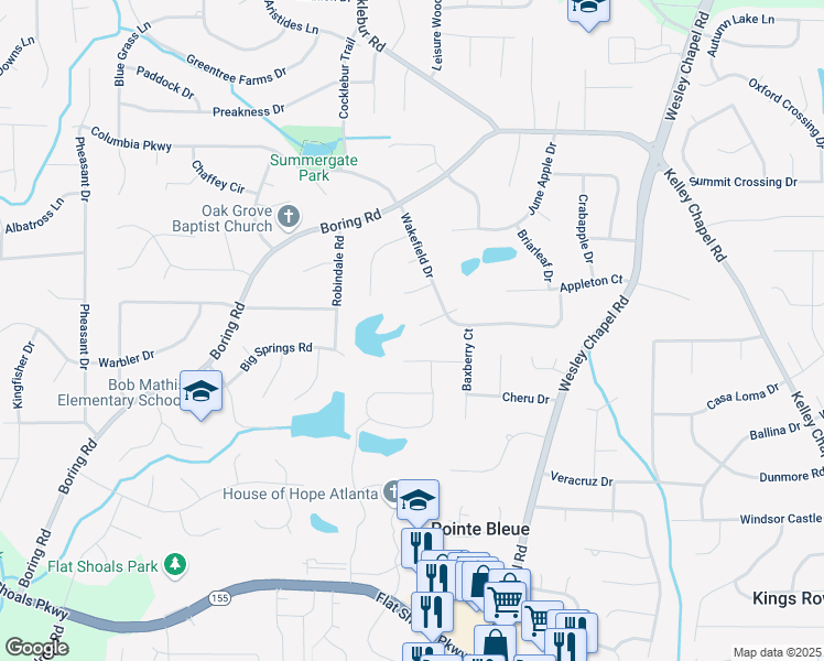 map of restaurants, bars, coffee shops, grocery stores, and more near 3803 Butternut Drive in Decatur