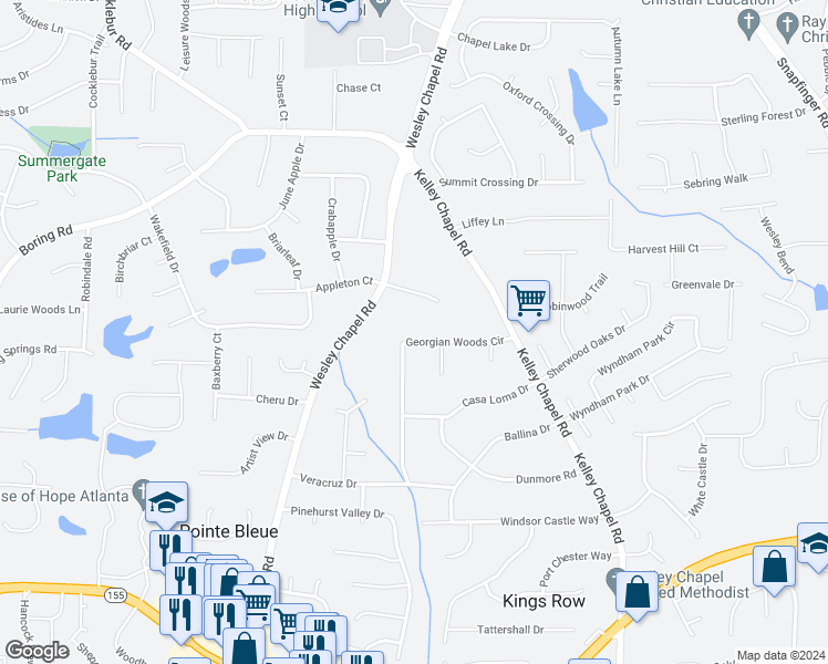 map of restaurants, bars, coffee shops, grocery stores, and more near 3249 Georgian Woods Circle in Decatur