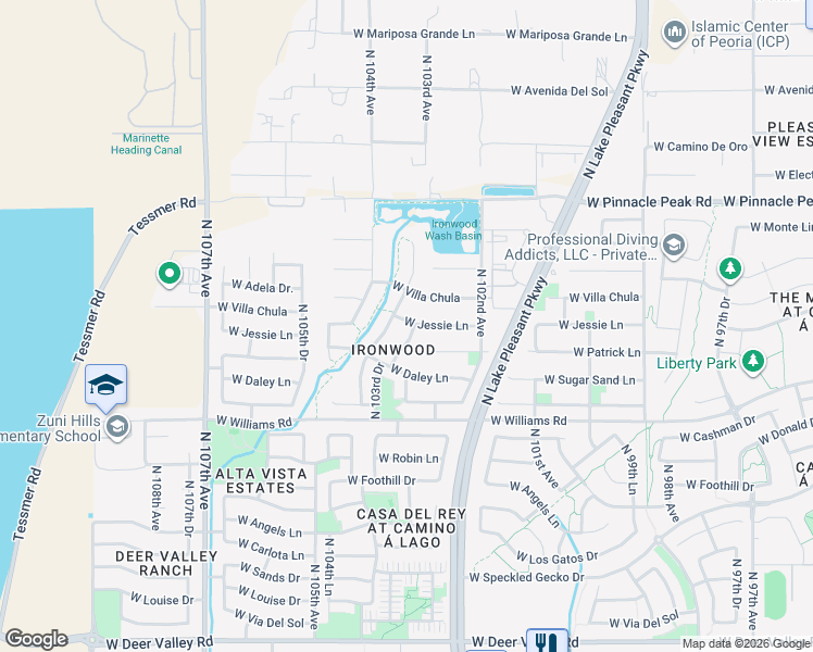 map of restaurants, bars, coffee shops, grocery stores, and more near in Peoria