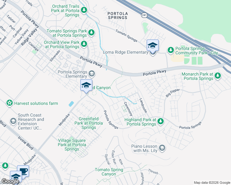 map of restaurants, bars, coffee shops, grocery stores, and more near 120 Gemini in Trabuco Canyon