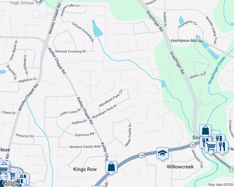 map of restaurants, bars, coffee shops, grocery stores, and more near 4292 Wyndham Park Drive in Decatur