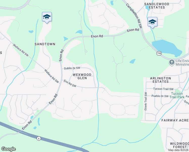 map of restaurants, bars, coffee shops, grocery stores, and more near 5005 Dublin Drive Southwest in Atlanta