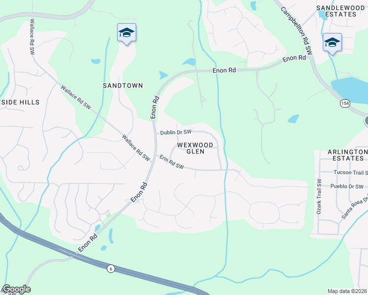 map of restaurants, bars, coffee shops, grocery stores, and more near 5145 Kerry Drive Southwest in Atlanta