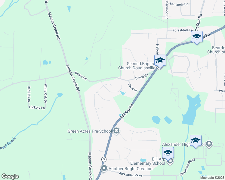 map of restaurants, bars, coffee shops, grocery stores, and more near 6936 Fields Drive in Douglasville