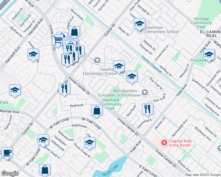 map of restaurants, bars, coffee shops, grocery stores, and more near 32 Blazing Star in Irvine