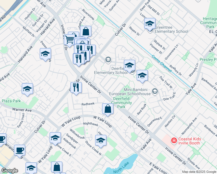map of restaurants, bars, coffee shops, grocery stores, and more near 51 Golden Star in Irvine