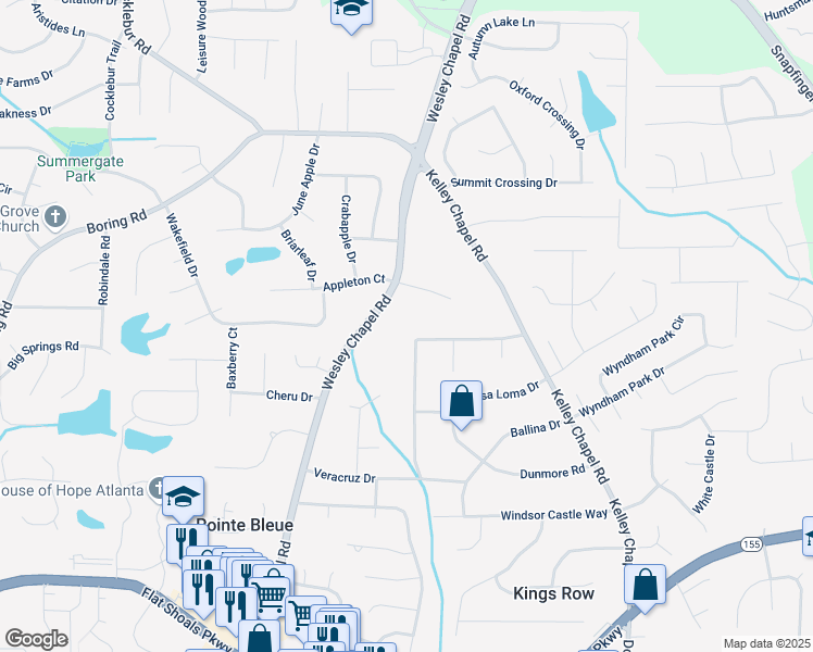map of restaurants, bars, coffee shops, grocery stores, and more near 3257 Georgian Woods Circle in Decatur