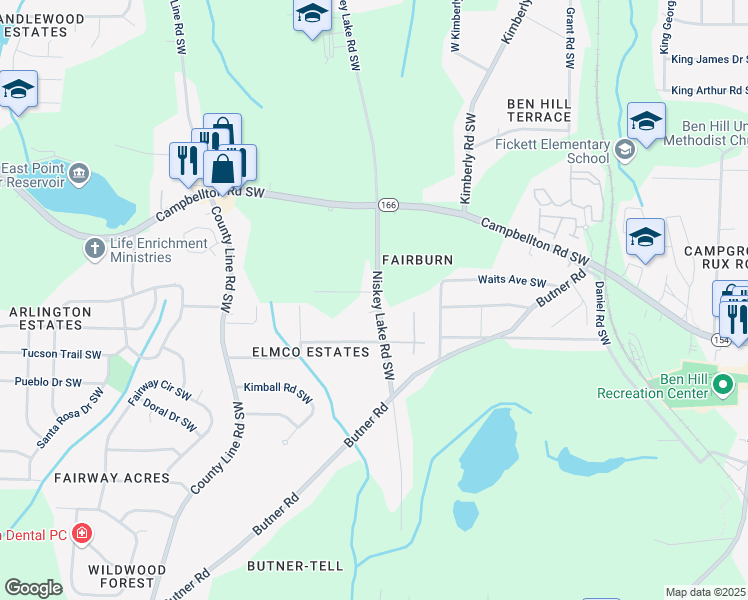 map of restaurants, bars, coffee shops, grocery stores, and more near Carroll Avenue Southwest in Atlanta