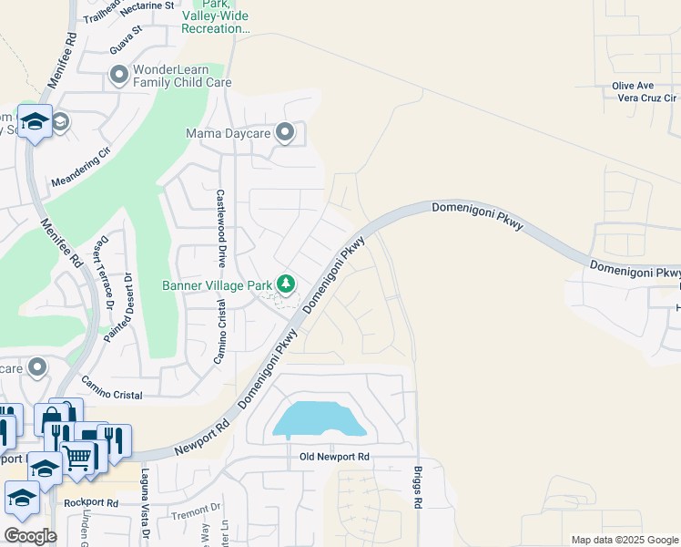 map of restaurants, bars, coffee shops, grocery stores, and more near 29820 Cliff Park Drive in Menifee