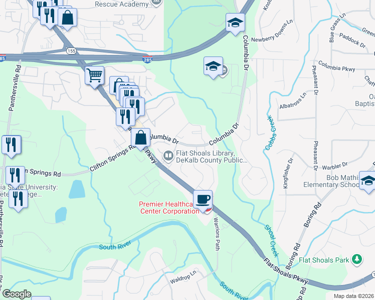 map of restaurants, bars, coffee shops, grocery stores, and more near 116 Claremont Avenue in Decatur