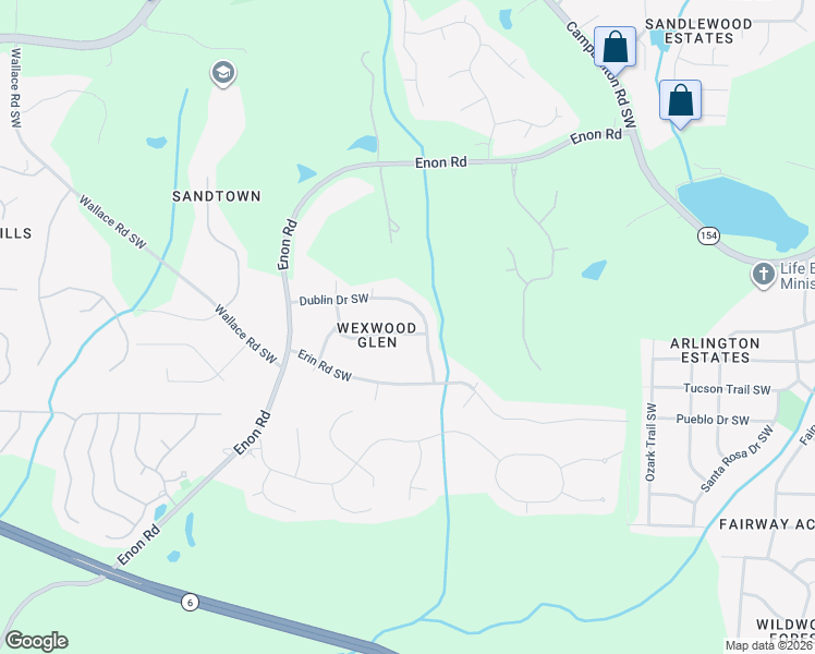map of restaurants, bars, coffee shops, grocery stores, and more near 5070 Kerry Drive Southwest in Atlanta