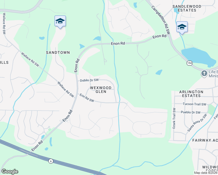map of restaurants, bars, coffee shops, grocery stores, and more near 5070 Kerry Drive Southwest in Atlanta