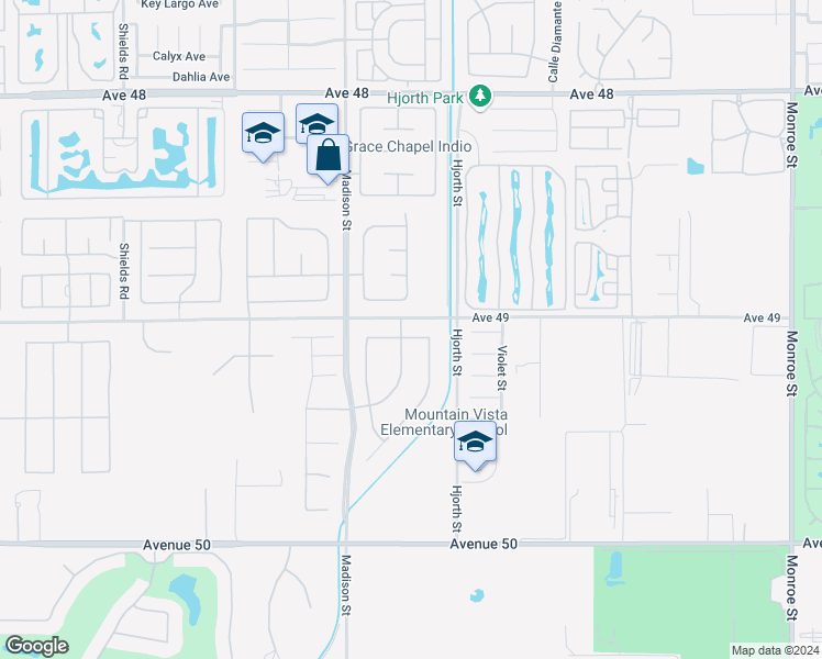 map of restaurants, bars, coffee shops, grocery stores, and more near 81302 Piedmont Drive in Indio