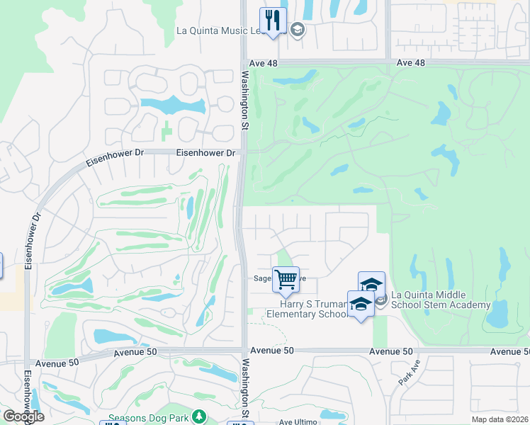 map of restaurants, bars, coffee shops, grocery stores, and more near 78616 Cabrillo Way in La Quinta
