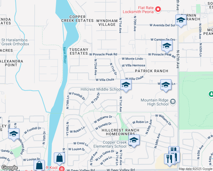 map of restaurants, bars, coffee shops, grocery stores, and more near 7129 West Villa Chula in Glendale