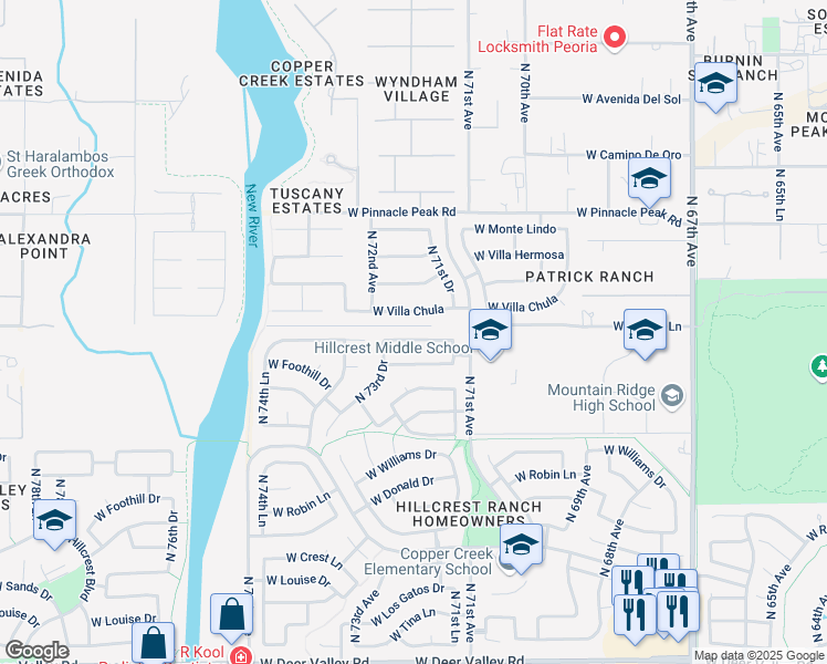 map of restaurants, bars, coffee shops, grocery stores, and more near 7129 West Villa Chula in Glendale