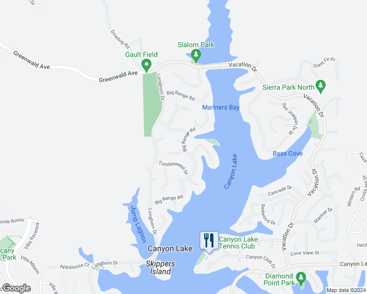 map of restaurants, bars, coffee shops, grocery stores, and more near 29549 Big Range Road in Canyon Lake