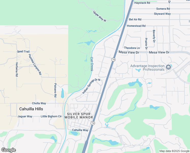 map of restaurants, bars, coffee shops, grocery stores, and more near 72305 Blueridge Court in Palm Desert