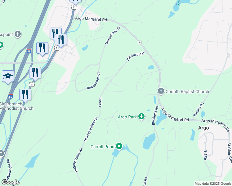 map of restaurants, bars, coffee shops, grocery stores, and more near 260 Honey Cove Way in Trussville
