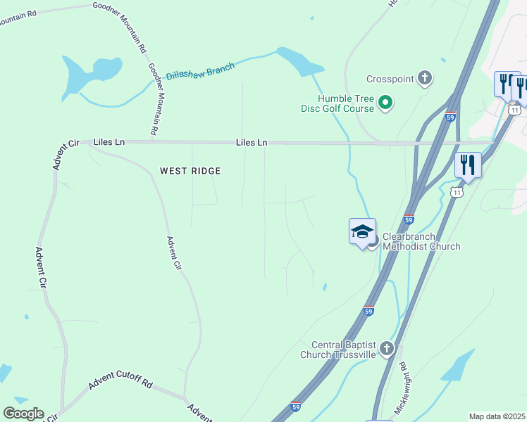 map of restaurants, bars, coffee shops, grocery stores, and more near 6508 Winslow Drive in Trussville