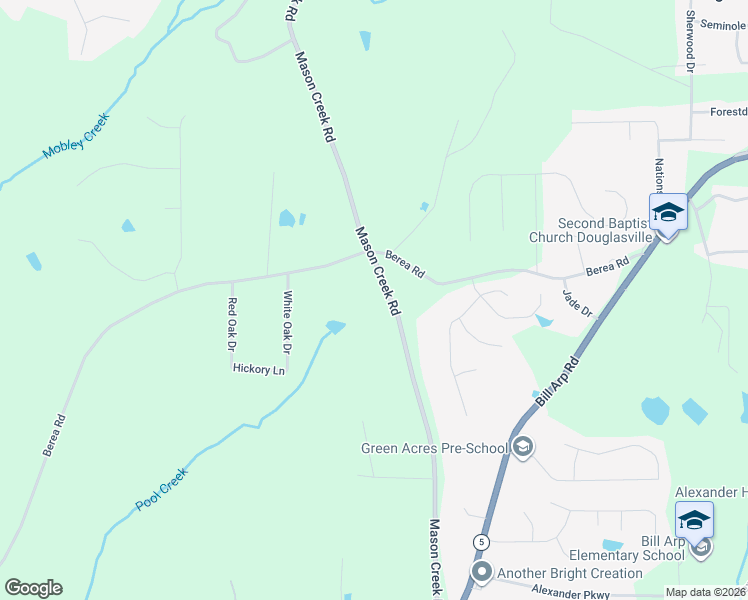 map of restaurants, bars, coffee shops, grocery stores, and more near 4117 Mason Creek Road in Winston