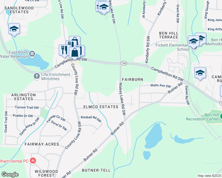 map of restaurants, bars, coffee shops, grocery stores, and more near Carroll Avenue Southwest in Atlanta