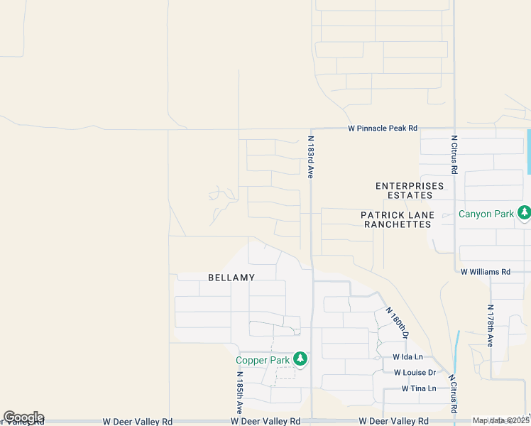 map of restaurants, bars, coffee shops, grocery stores, and more near 23010 North 185th Avenue in Surprise