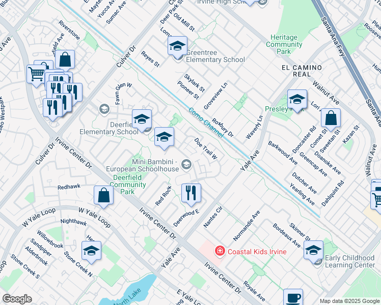 map of restaurants, bars, coffee shops, grocery stores, and more near 2 Fiddleneck in Irvine
