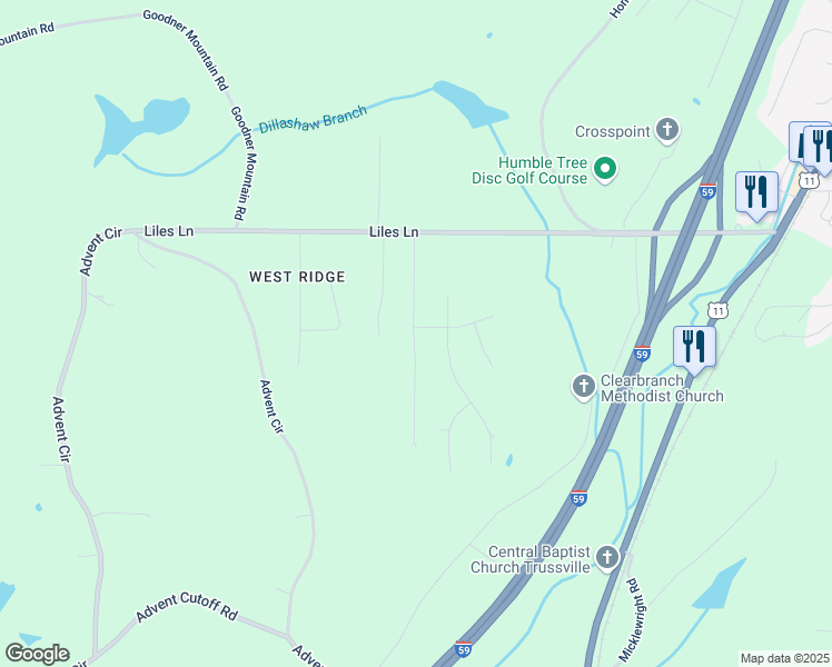 map of restaurants, bars, coffee shops, grocery stores, and more near 6508 Winslow Drive in Trussville