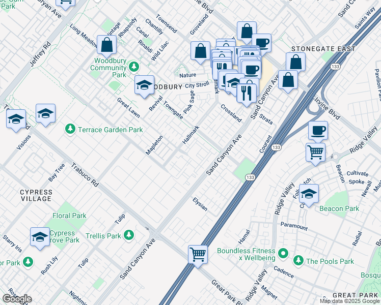 map of restaurants, bars, coffee shops, grocery stores, and more near 1000 Payton in Irvine