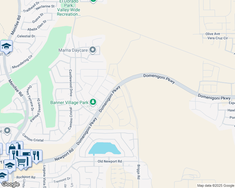 map of restaurants, bars, coffee shops, grocery stores, and more near 29488 Oriole Circle in Menifee