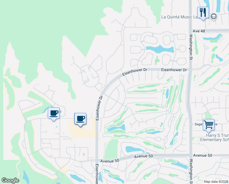 map of restaurants, bars, coffee shops, grocery stores, and more near 48890 Avenida El Nido in La Quinta